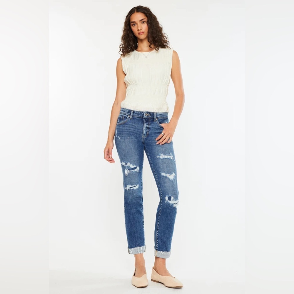 Women's Blue Distressed Jeans